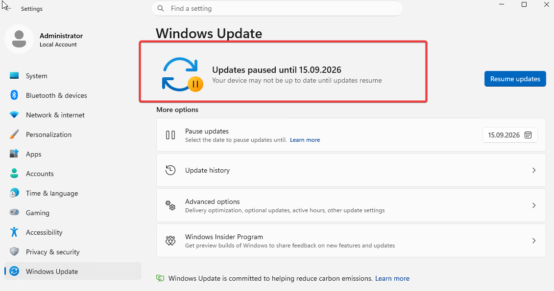 Windows Update paused before uninstalling KB5121003