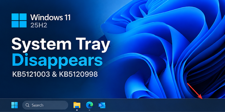 Windows 11 25H2 System Tray Disappears After KB5121003 and KB5120998 – Reproduced and Tested