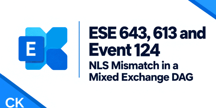 Exchange Server NLS Sort Version Mismatch in a Mixed Windows Server DAG: ESE 643, 613, and ExchangeStoreDB 124