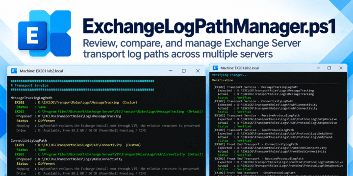 Manage Exchange Server Transport Log Paths with ExchangeLogPathManager.ps1
